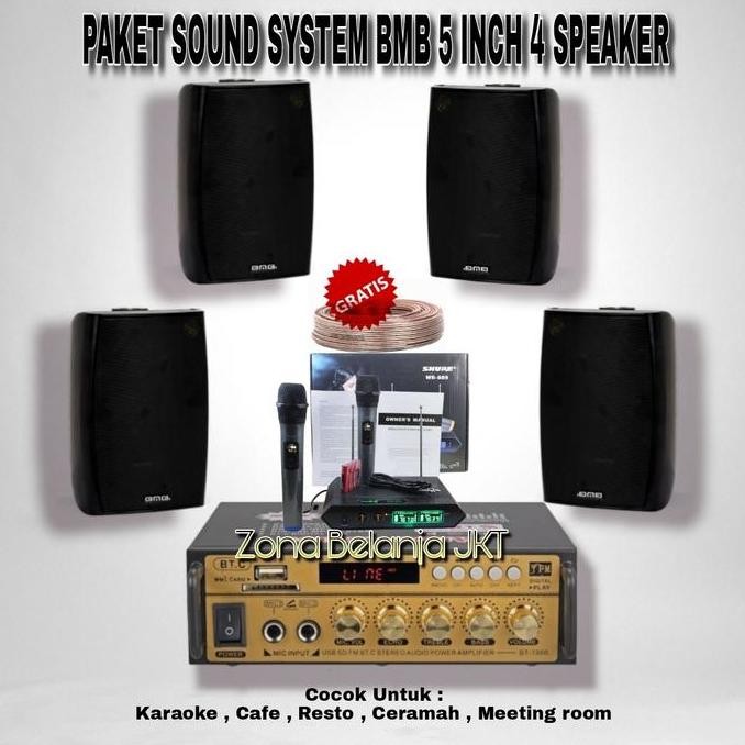 Paket Sound Karaoke Cafe Resto Speaker Bmb 5 Inch 4 Speaker (Mini 4) New Stok