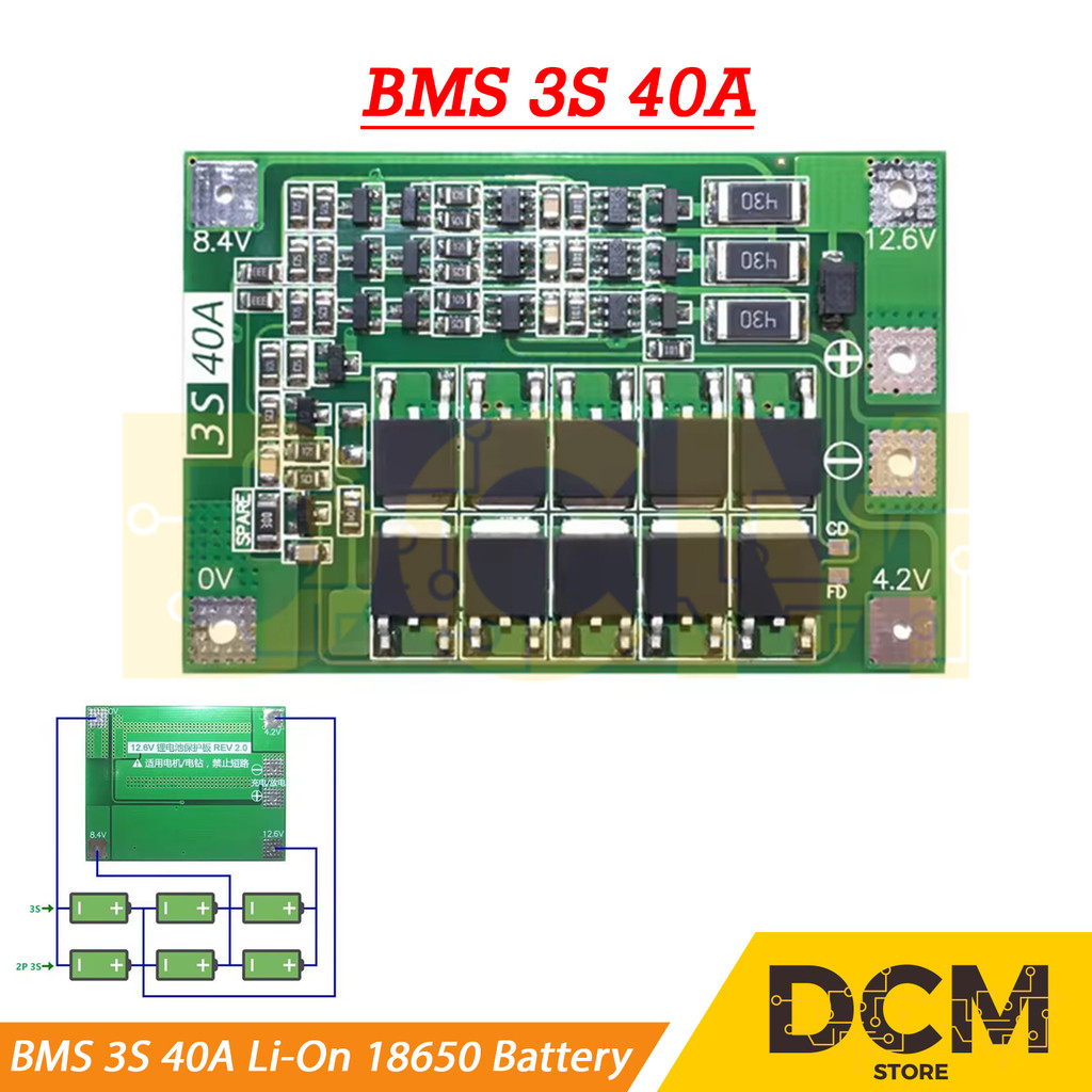 Lithium Battery 18650 BMS 3S 40A Charger BMS Protection Board Balance