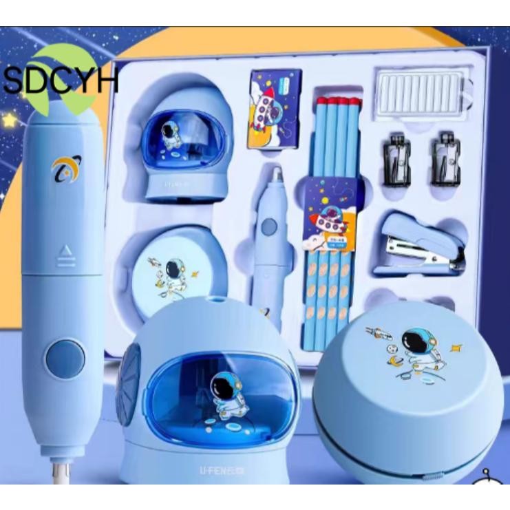 

TERMURAH SDCYH Electric Stationery Set / Set Alat Tulis Elektrik Rautan Penghapus Vacuum Pensil 11 In 1 Siap kirim