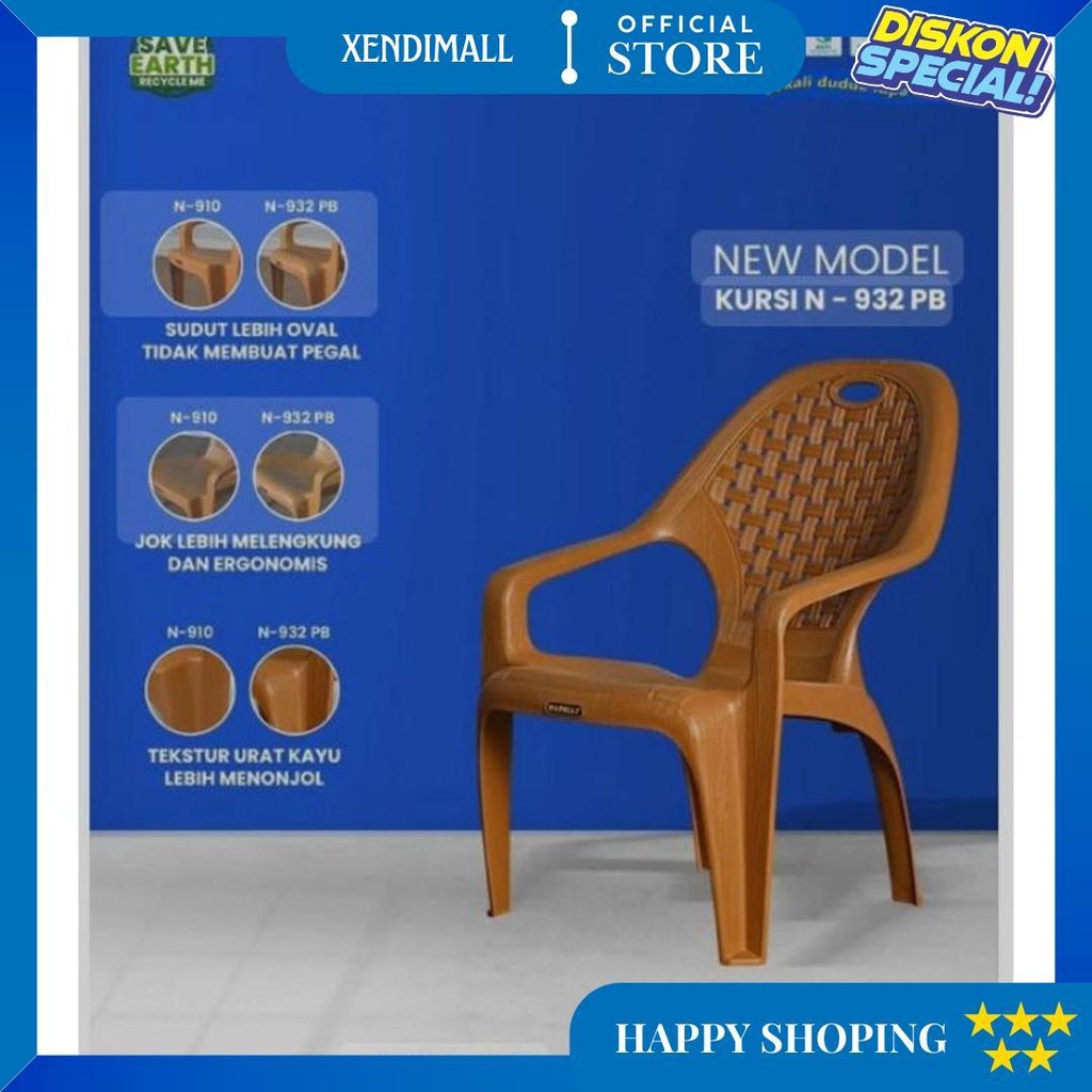 Kursi Santai Plastik Napolly Rebahan/Kursi Teras Napolly/Bangku Santai Teras Napolly Plastik Cod