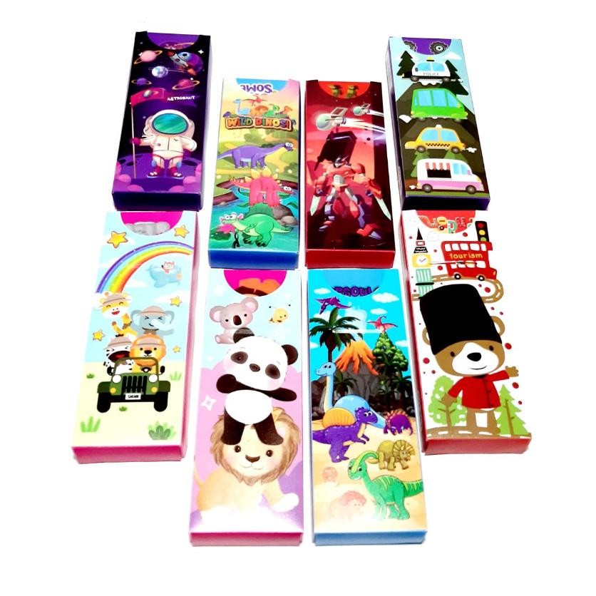 

Berkualitas Harga Grosir ( 1Packs /12Pcs ) Kotak Pensil Mika Rakit 20X8X3Cm Karakter + Kantong Plastik Berkualitas
