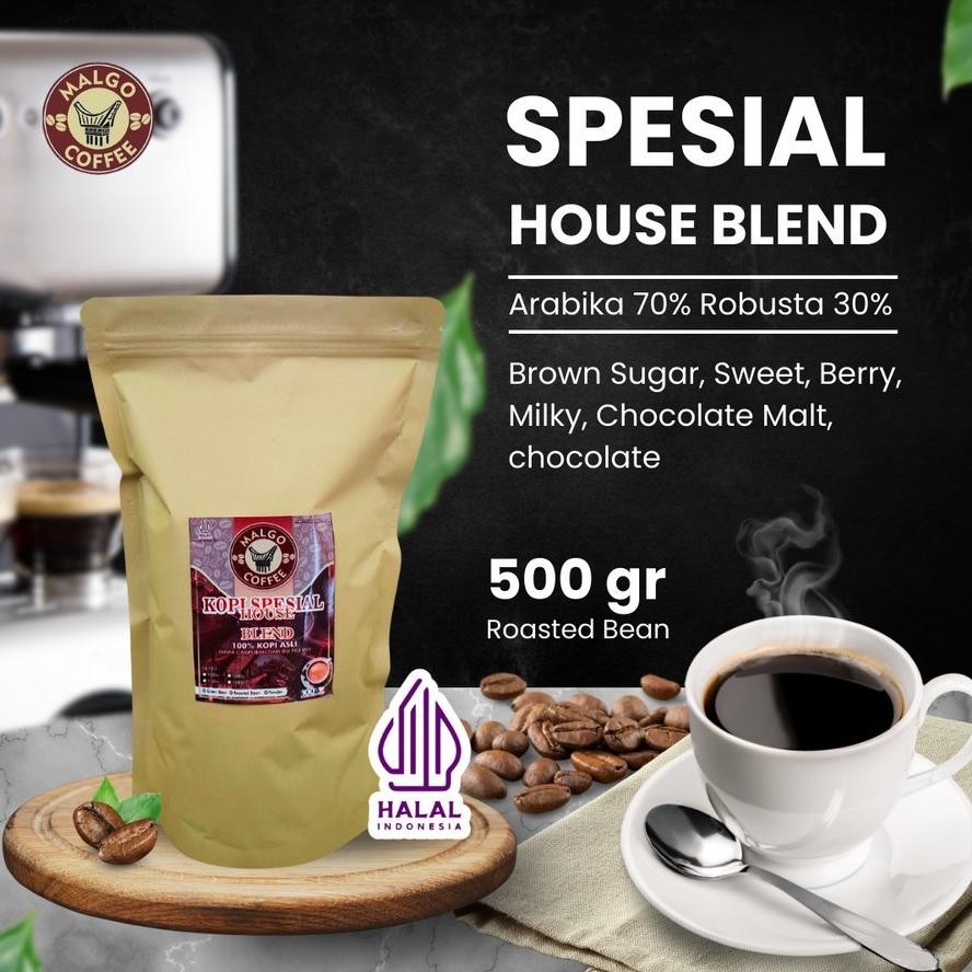 

NEW!!! KOPI HOUSE BLEND ARABICA ARABICA 70% + ROBUSTA 30% SPECIAL ROASTED BEAN / BUBUK 500 gr