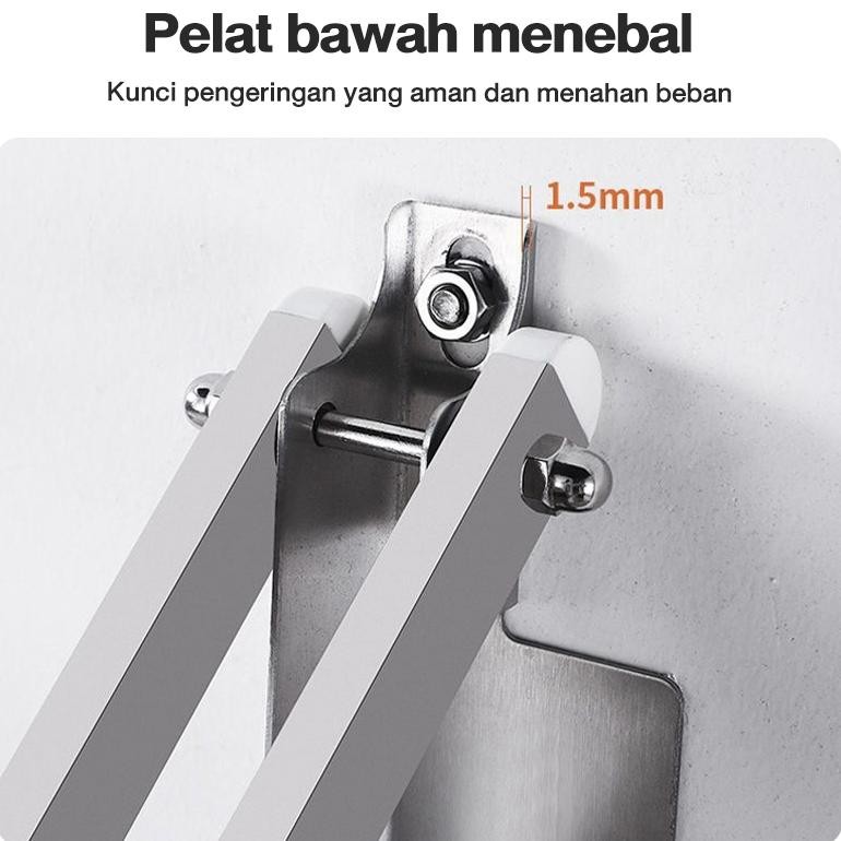 HJK Jemuran Dinding 5 Tiang X 200CM Jemuran Baju Dinding Jemuran Lipat Dinding Stainless Steel