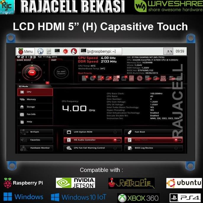 Premium LCD WAVESHARE 5" 5 inch HDMI IPS LCD Capasitive Touchscreen Raspberry