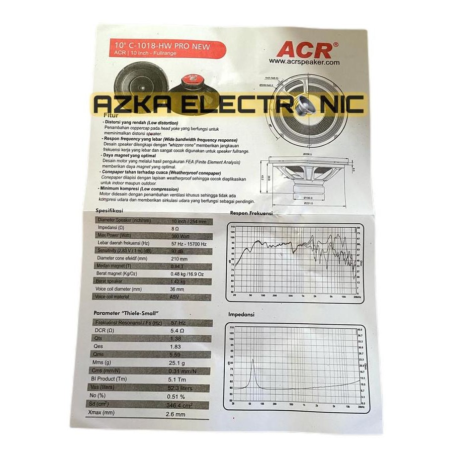 Speaker 10 Inch Full Range Acr C-1018 Hw New New Stok