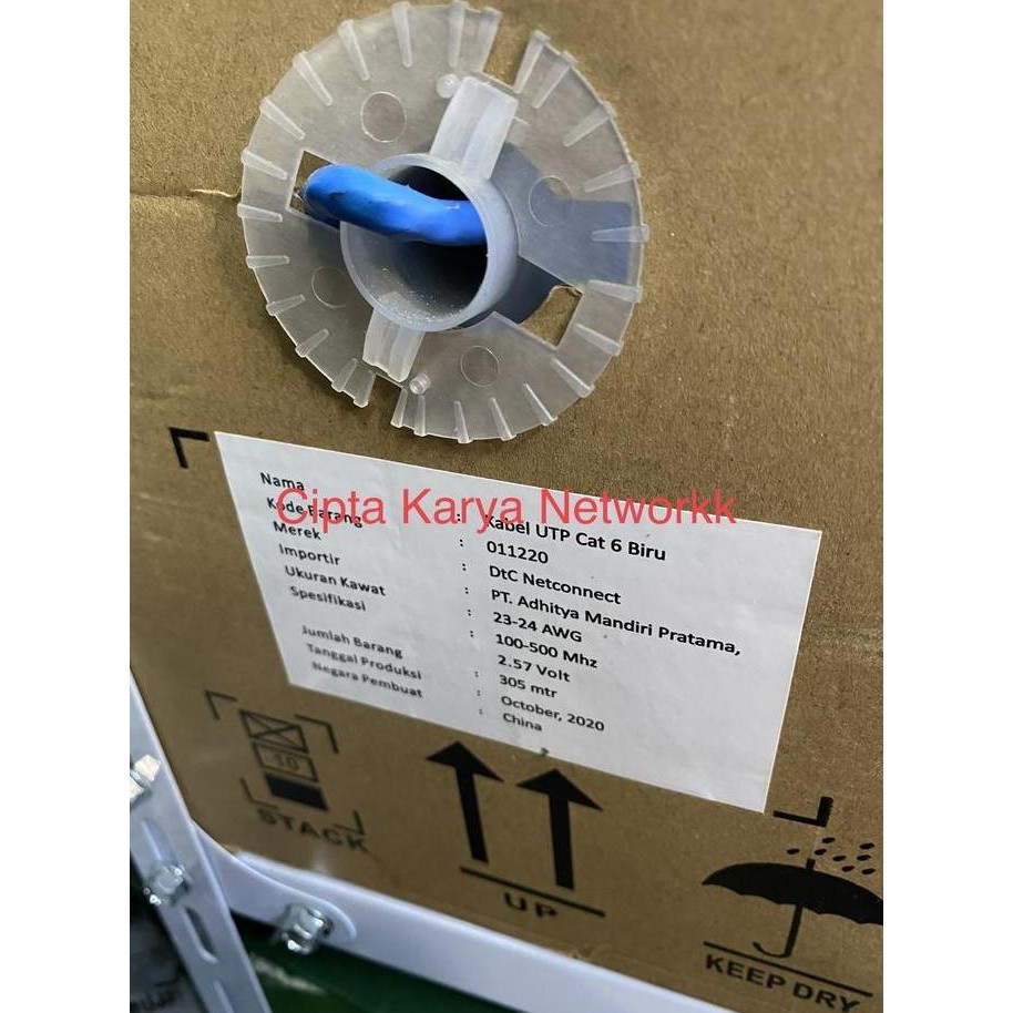 Kabel Utp Dtc Cat6 Biru 305M / Dtc Cat 6 Utp New Stok