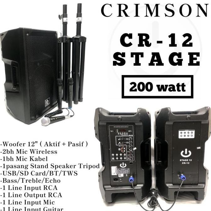 Speaker Aktif Crimson Cr Stage 12 Inch Sepasang New Stok
