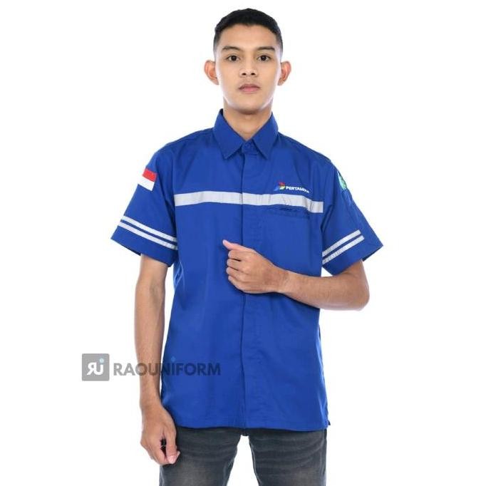 Tersedia Kemeja safety pertamina/Baju seragam lapangan/Seragam safety lengan pendek/Baju kerja petug