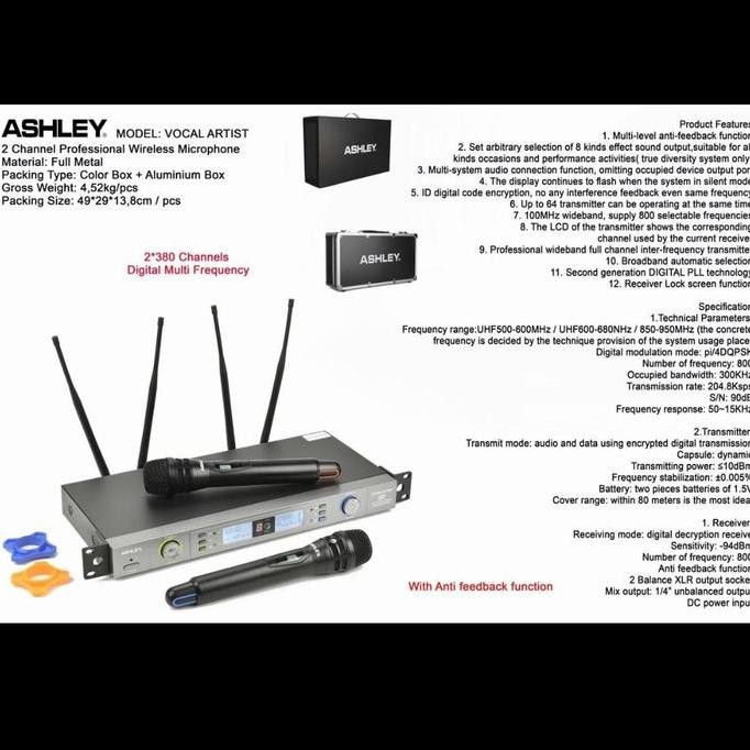 Mic Ashley Vocal Artist + Koper Wireless 4 Antena ( Original)
