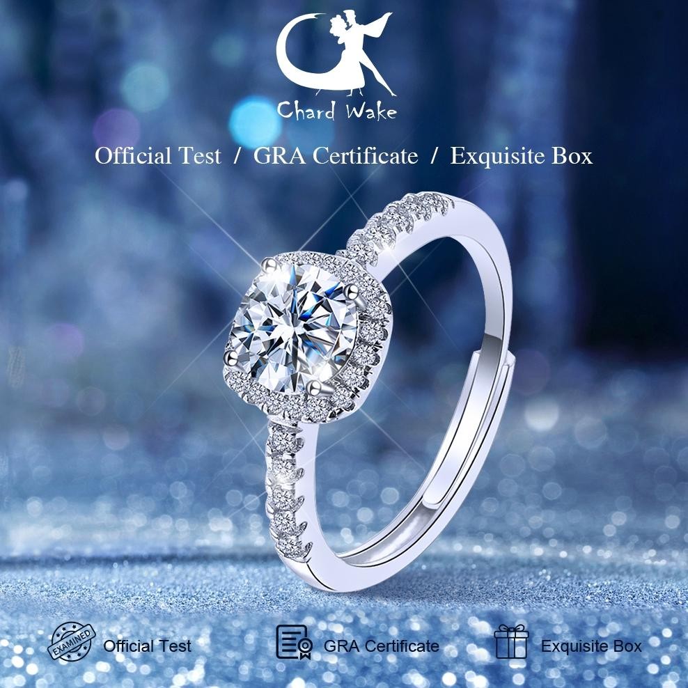 AsT Chard Wake Cincin Wanita Cincin Couple Adjustable Aksesoris Berlian Sertifikat GRA Elegan Cincin