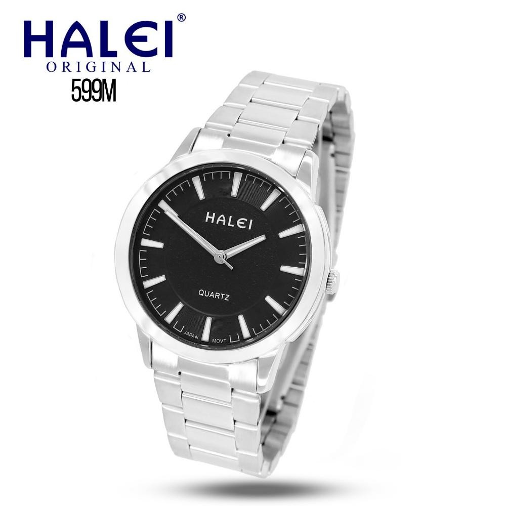 (Terbaru) Halei 599M Jam Tangan Pria Halei Original Fashion Kasual Rantai Stainless Anti Air Japan M