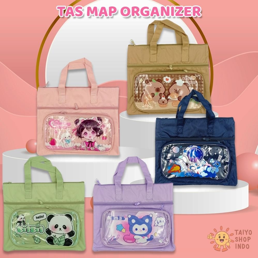 

TAIYO Tas Map Organiser Waterproof File Buku Berkas Les Kursus Sekolah Lucu Motif Kartun
