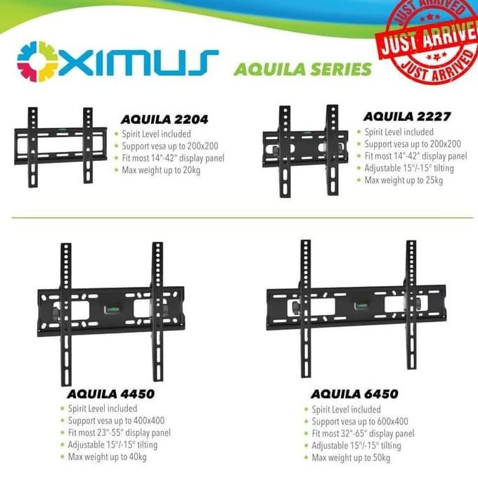 BRCKET TV TILT LCD LED TV 32IN-65IN OXIMUS AQUILA 6450 BLACK