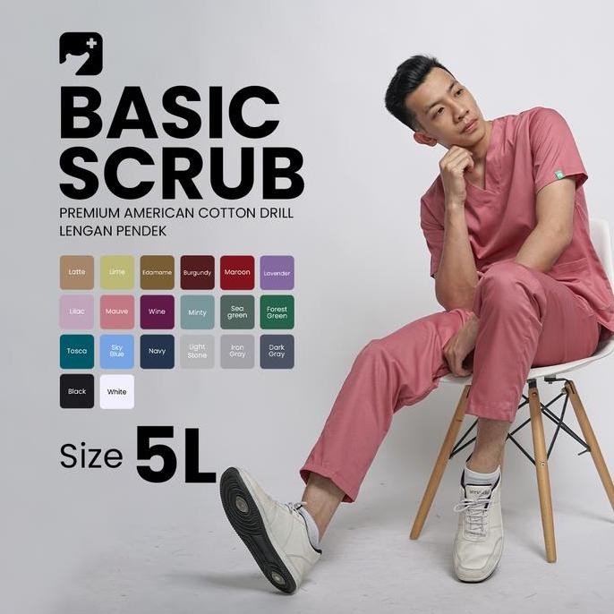 Tersedia AERAMEDIKA - 5L Basic Scrub / Baju Jaga / Baju Medis / Seragam Oka / Scrub / klinik Setelan