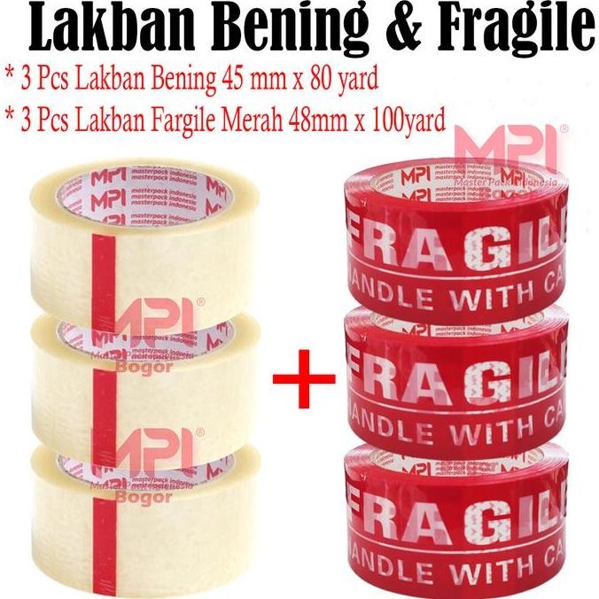 

Termurah Paket 6 Pcs - 3 Pcs Lakban Bening 45Mm X 80 Yard + 3 Pcs Lakban Fragile Merah 48Mm X 100 Yard - Master Pack Indonesia
