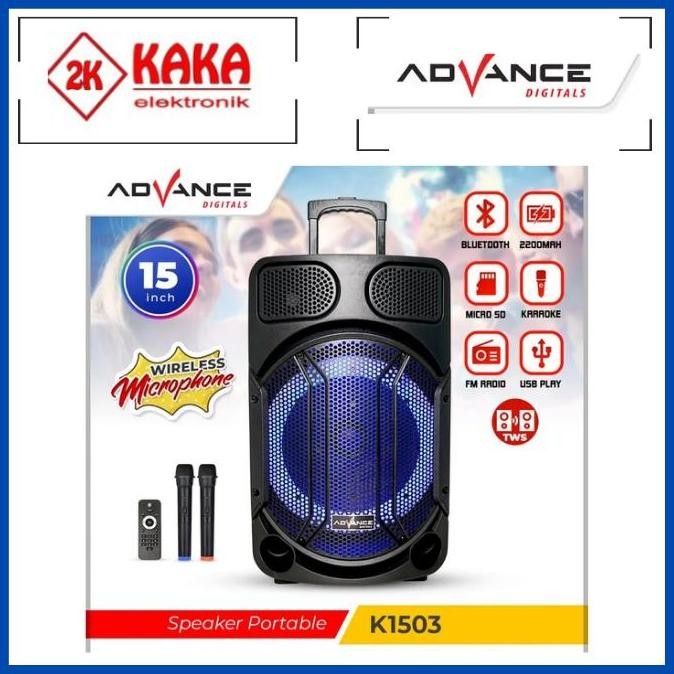 Murah Advance K1503 Speaker Bluetooth Speaker Meeting Salon Aktif 15 Inch Gratis Mic 2 Advance K1503