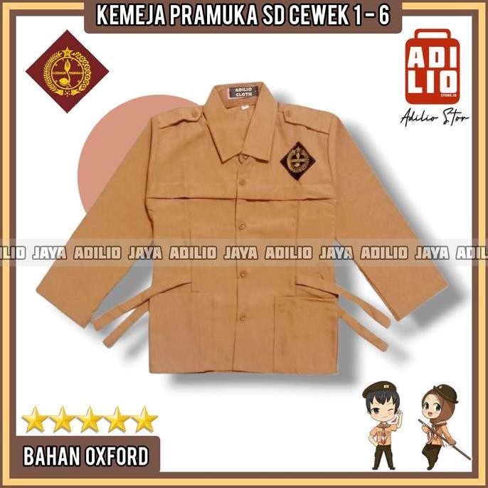 Tersedia SERAGAM PRAMUKA SD CEWEK LENGAN PANJANG TALI BAJU PRAMUKA SD