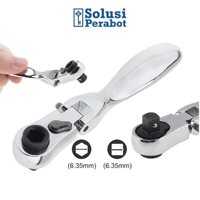 Mini Ratchet Socket 2 in 1 SP / Kunci Pas Sok 6.35mm Ring L murah