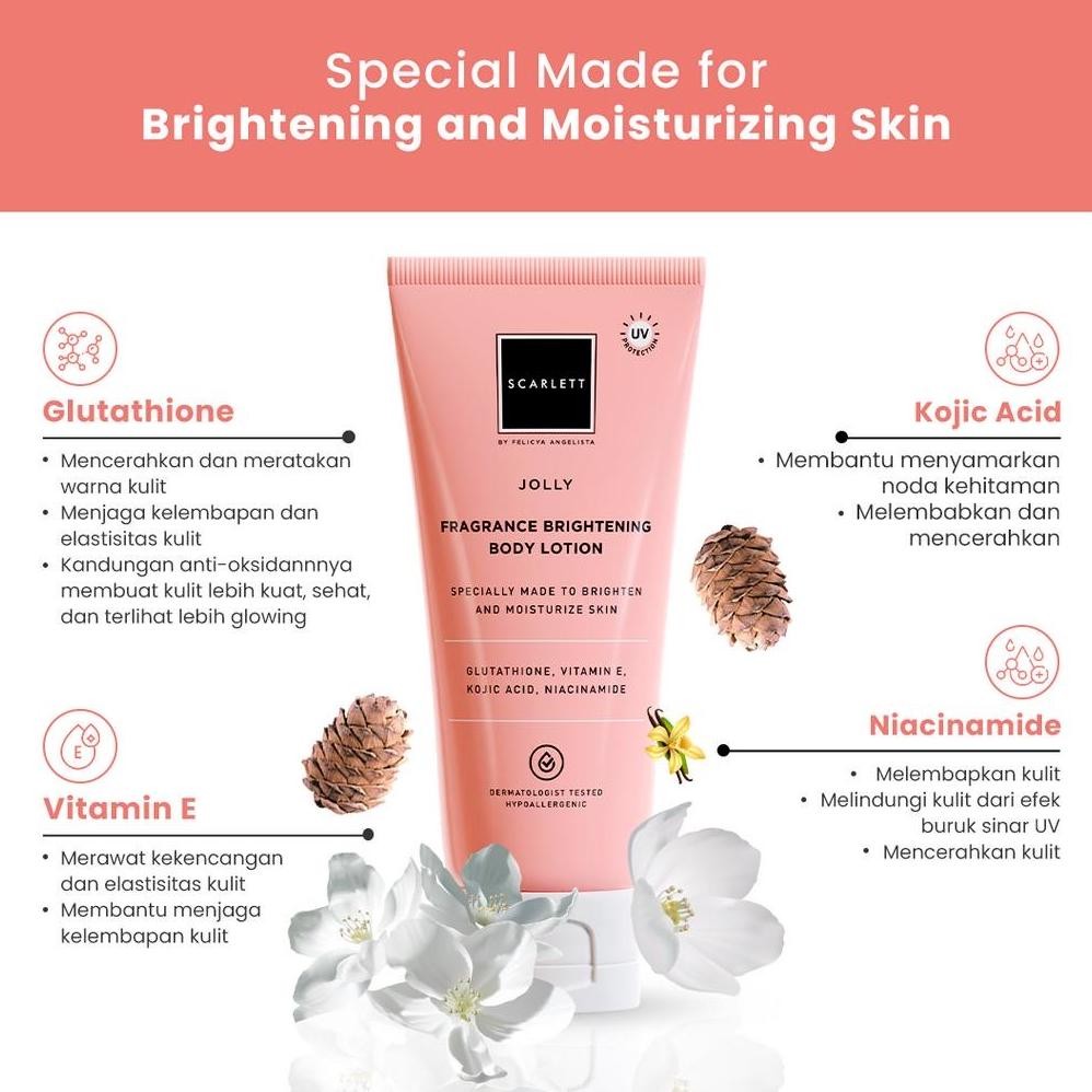 Scarlett Whitening Moisturising Fragrance Brightening Body Lotion Tube Indonesia / Lotion Tubuh 180M