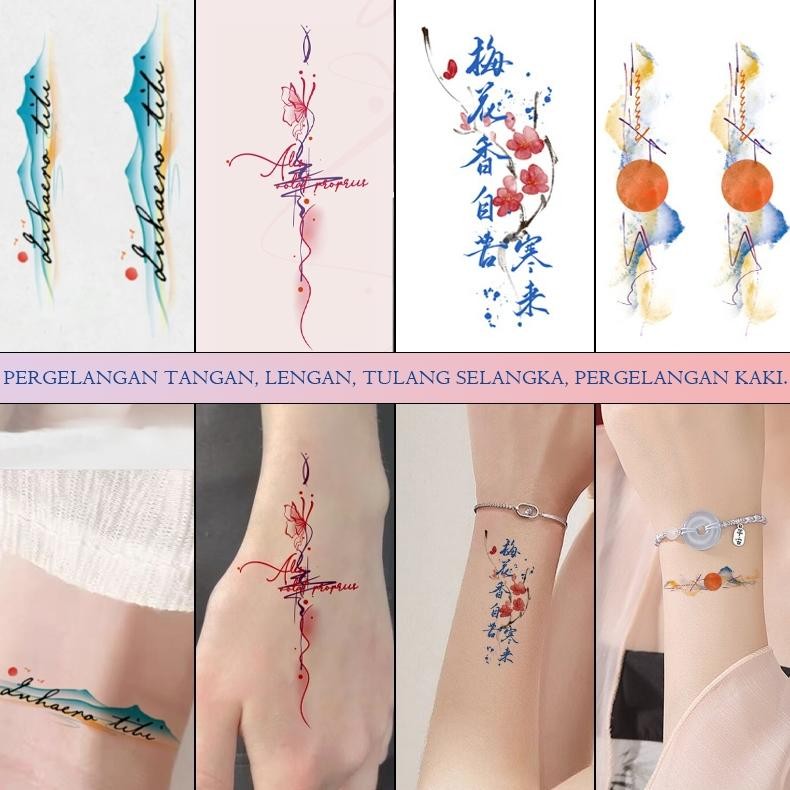 Set 10pcs stiker tato, set tato temporer, set tato kesehatantato ink, desain Latin dan gaya Tiongkok