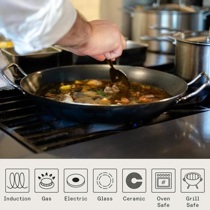 (Expert) Paella Pan Non Stick Frypan Black Steel Wajan Baja Wajan Penggorengan - PANMASTER