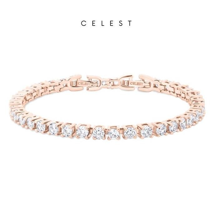 Celest - Crux Rose Gold Tennis Bracelet Jewelry (Adjustable) | Aksesoris Perhiasan Gelang Wanita Lap