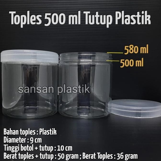 (Expert) Toples plastik 500ml tabung / toples 500ml tabung / toples 500ml