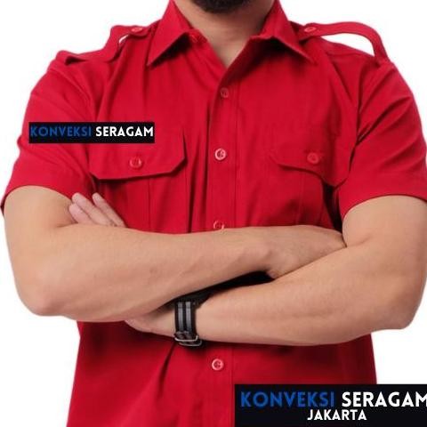 Tersedia PDL Baju Kemeja Seragam Kerja Pakaian Dinas Lapangan Merah Bordir