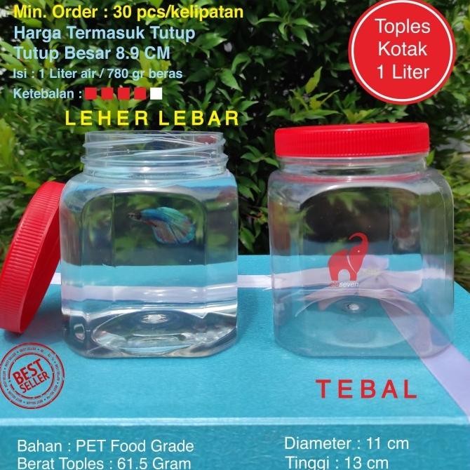(Expert) Toples Plastik Kotak Ikan Cupang 1 Liter Tebal