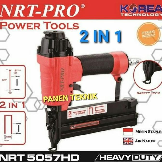 

ALAT MESIN GUN PAKU TEMBAK STAPLES ANGIN NRT 5057HD 2 IN 1 AIR NAILER murah