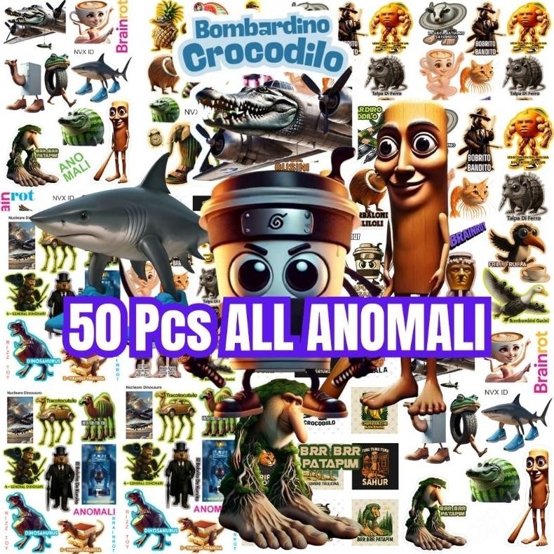 

STIKER ANOMALI Uk BESAR Tung Tung Sahur Balerina Crocodilo MOMO RAINBOW 4 Warna mix scrapbook jurnal