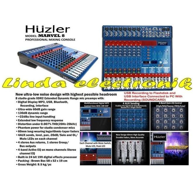 MIXER AUDIO 8 CHANNEL HUZLER MARVEL 8 MIXER HUZLER MARVEL8 ORYGINAL