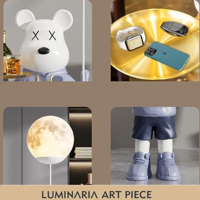 Murah Kaws Hypebeast Bear Hoodie Decoration Statue Floor Lamp Blue Hias