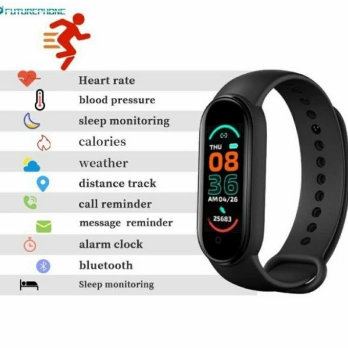 (Expert) Smartband M6. Jam kesehatan jam M6 terbaru jam olah raga pria/wanita