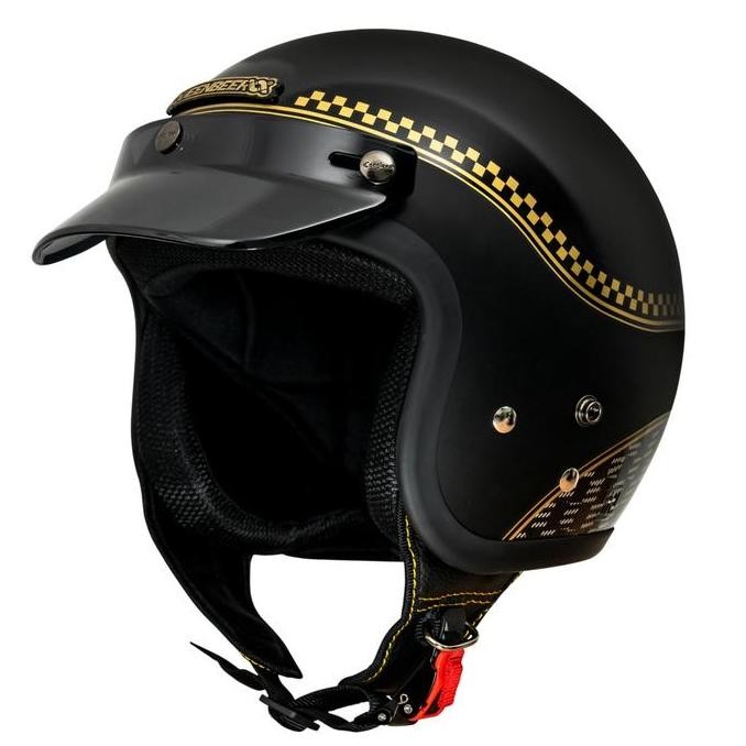 TERLARIS Cargloss CFM x Queenbeer Retro Helm Half Face - Black SALE