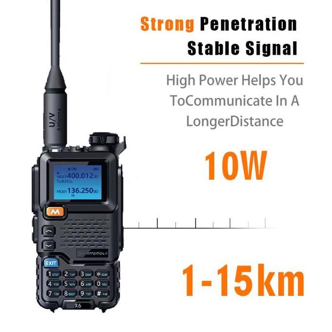 Murah Ht Motorola X6 Mini Walkie Talkie Long Range 15Km Two Way Radio Dual Band 10 Watts 4800Mah Ip5