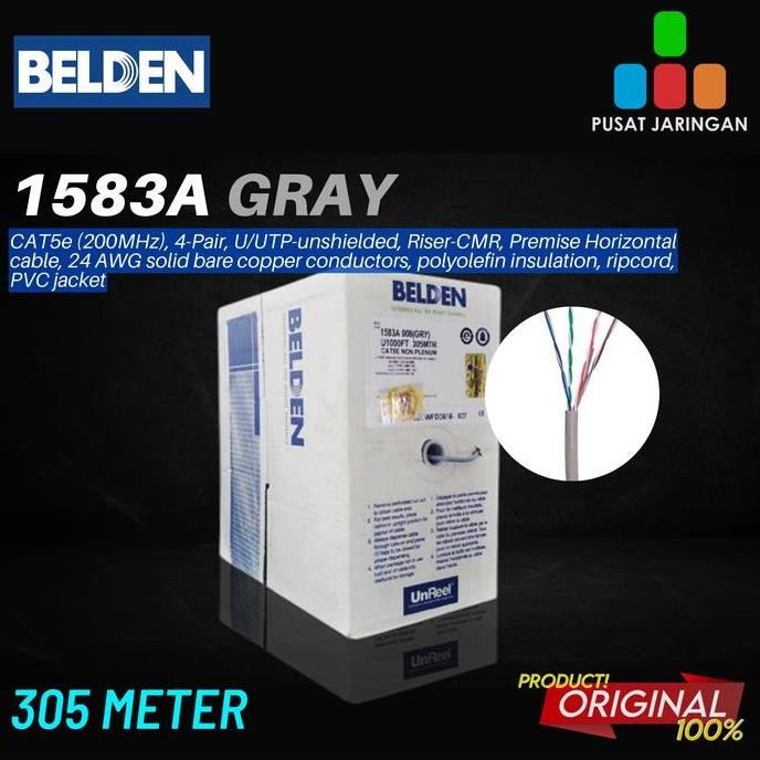 BEBAS ONGKIR - BELDEN 1583A Kabel LAN UTP Cat-5E ORIGINAL 305m BIRU/GREY