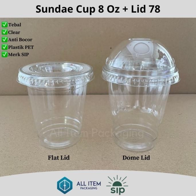 (Expert) Sundae Cup 8 Oz / Ice Cream Cup + Lid @50 Pcs PET SIP 78
