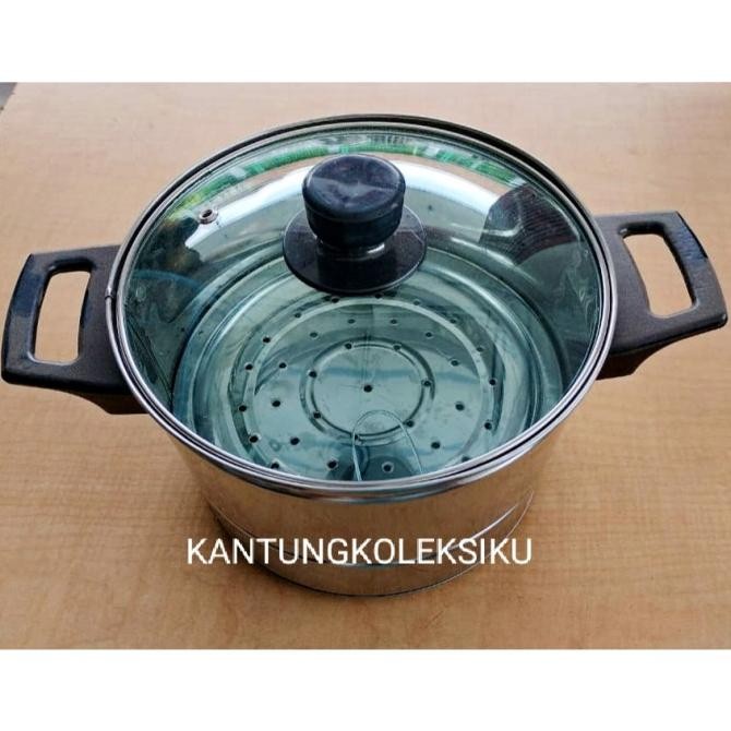 [Expert] Panci Kukus Nasi Tutup Kaca Bahan Stainless Steel Kapasitas Mulai 1kg-3kg.