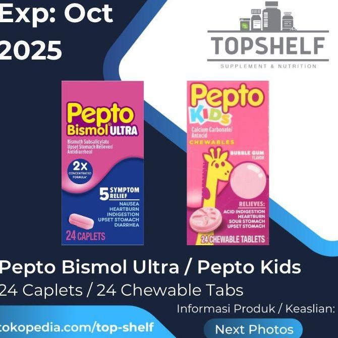 TERMURAH - Pepto Bismol Ultra 24 Caps - Maag Asam Lambung Diare Nausea Heartburn