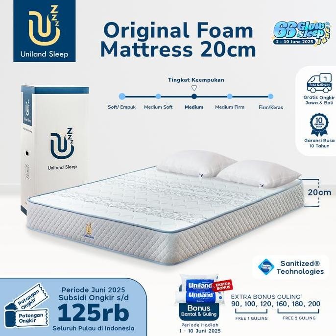 Kasur Busa Uniland Sleep Original 20Cm Foam Mattress Box Free Bantal