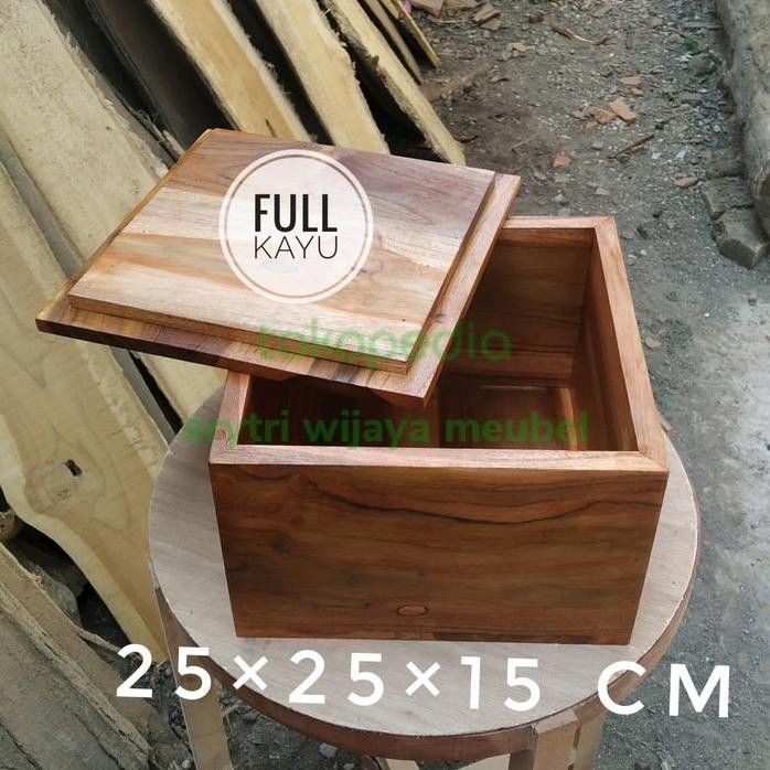 

Terlaris Wooden Storage Box Jati 252515 Cm Dengan Tutup Full Kayu Jati