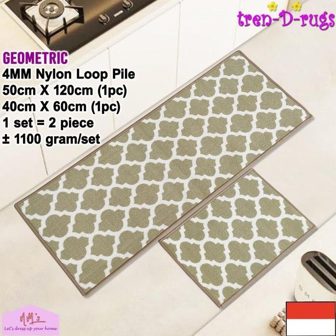 

Terlaris Tren-D-Rugs Karpet Keset Kaki Motif Geometris Sweden Scandinavian Modern Alas Lantai Dapur Set Lorong Runner Koridor Panjang Kitchen Mat Anti Slip 2In1 50X120 Cm Dan 40X60 Cm Nm'S