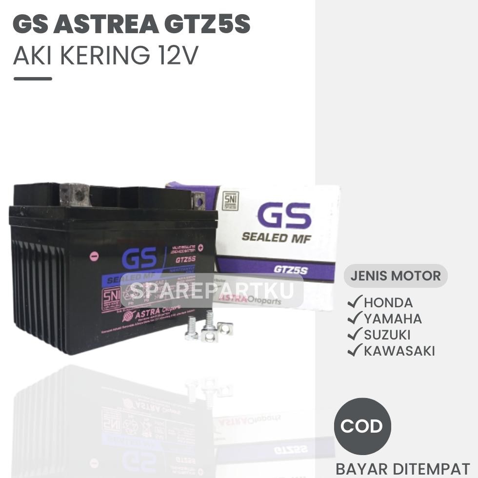 Promoo Mei (PROMO) AKI GS ASTRA MF GTZ5S SEMUA JENIS MOTOR / AKI KERING BEAT VARIO SCOOPY SPACY MIO 