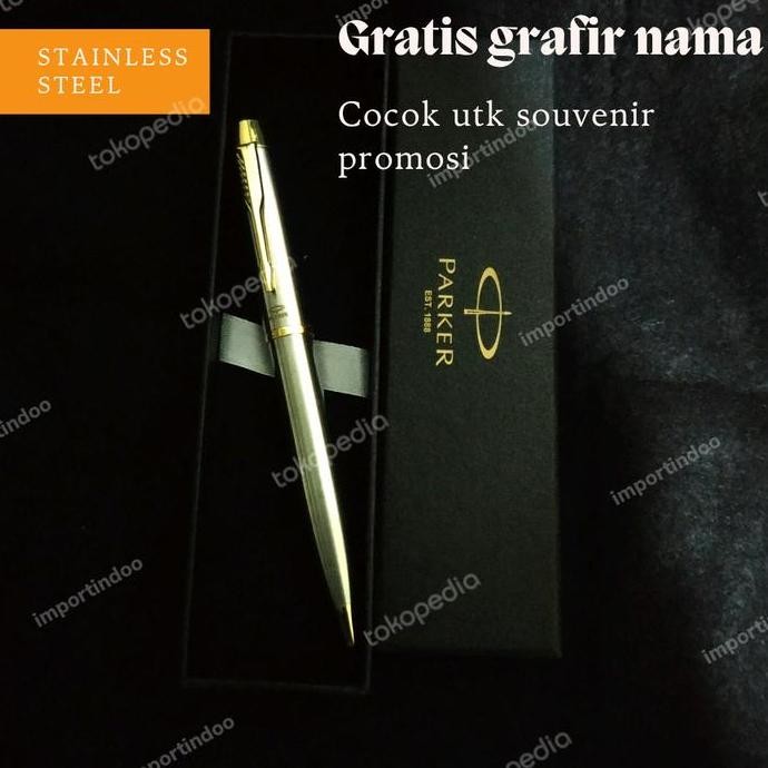 

NEW pulpen Parker stainless model putar exclusive gratis Grafir nama