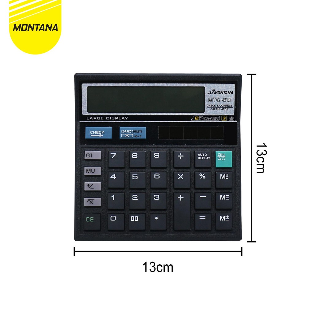 

MONTANA KALKULATOR ALAT HITUNG 12 DIGIT CALCULATOR LARGE DISPLAY 2 POWER MTC-512