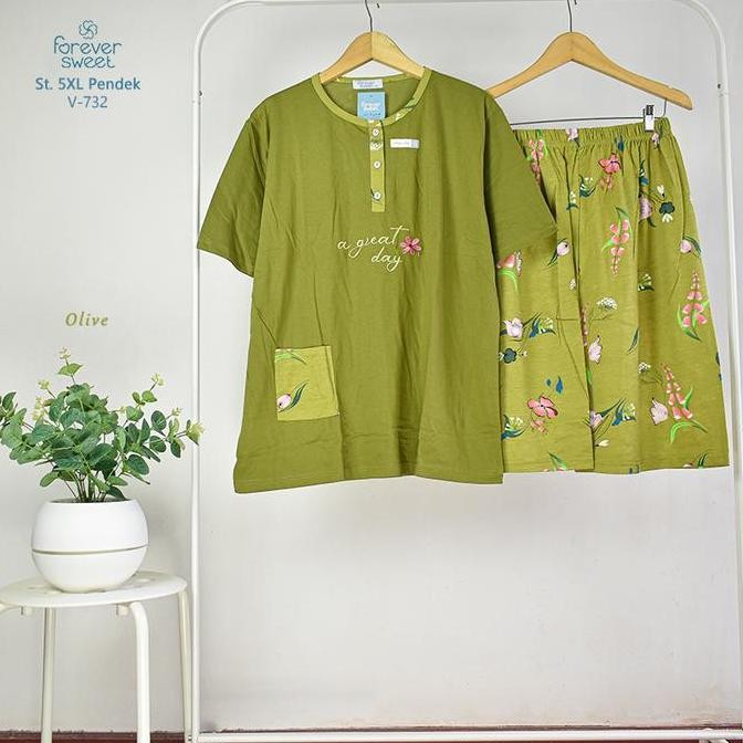 Forever Sweet Baju Tidur 5Xl Pendek Babydoll Set Piyama Jumbo Wanita Terlaris