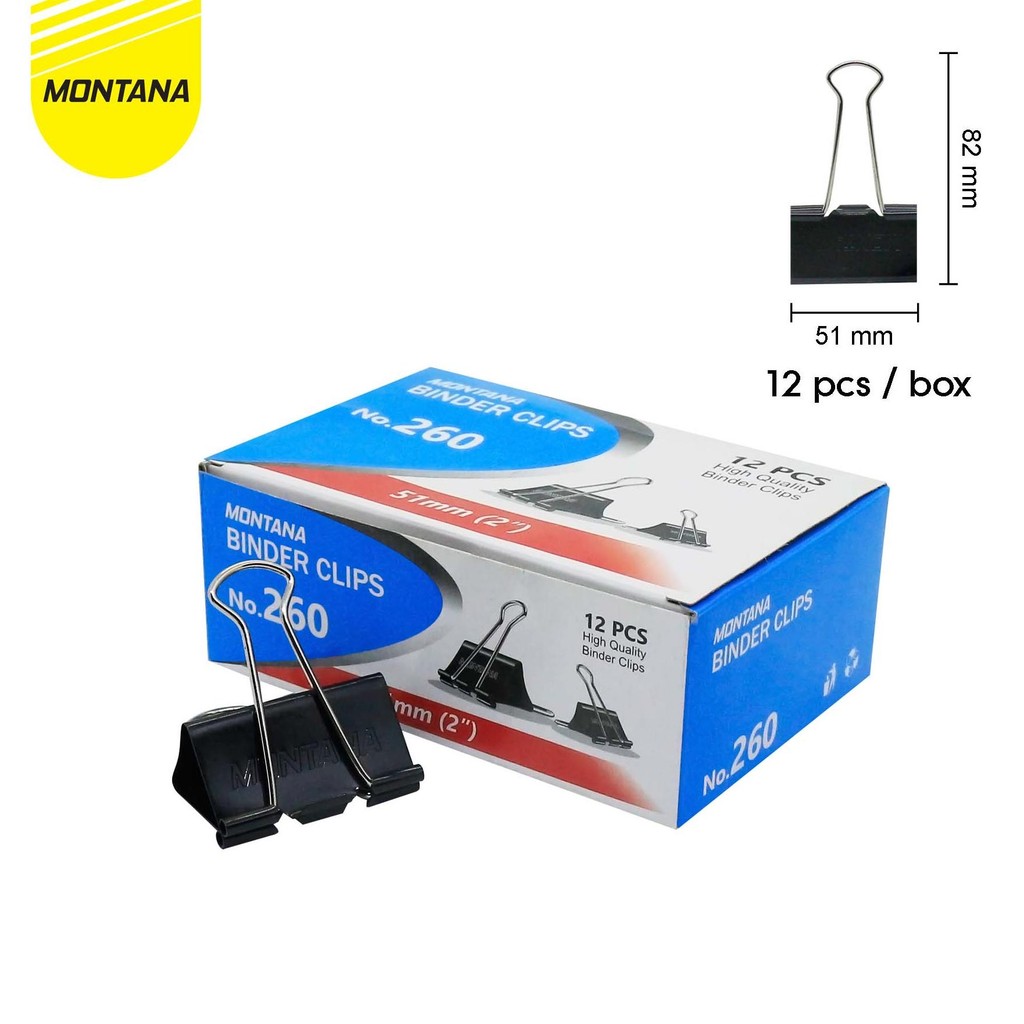 

MONTANA BINDER CLIP PENJEPIT KERTAS 82X51 MM 12 PCS PAPERCLIP KLIP SERBAGUNA MT-BC260