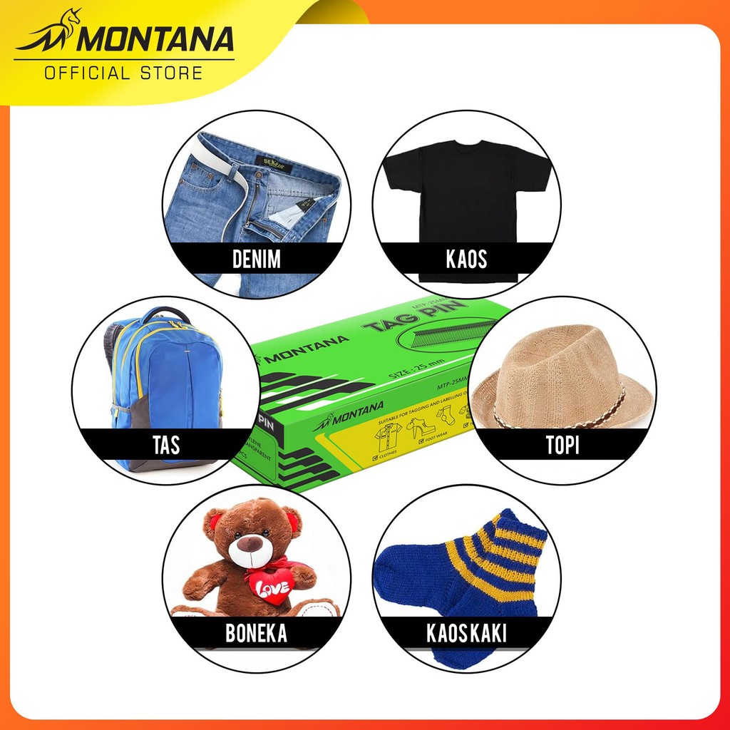 

MONTANA TAG PIN REFILL POLYPROPILENE 25-35 MM 5000 PCS ISI ULANG TAG GUN PENANDA LABEL MTP-25