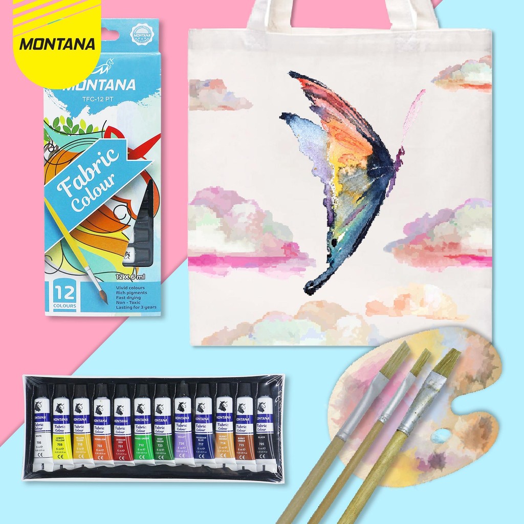

MONTANA FABRIC COLOUR CAT KAIN 12 WARNA X 6ML SMOOTH RICH COLORS & PIGMENTS TFC-12PT